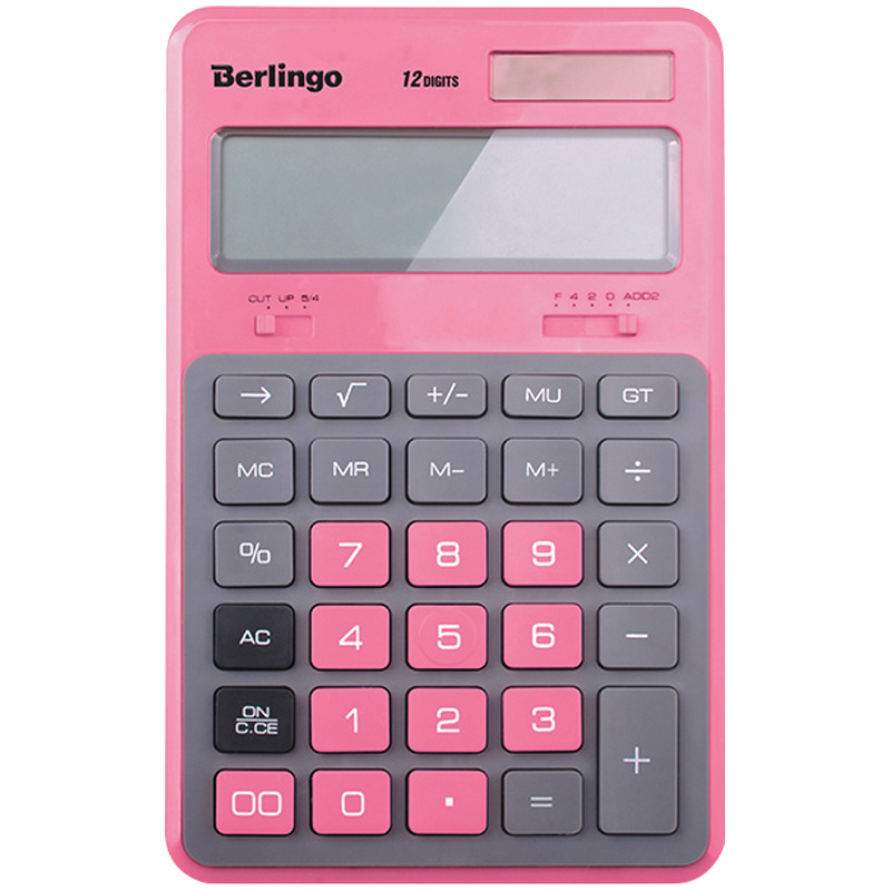 Калькулятор "Berlingo" Hyper 12 разрядный, настольный, розовый