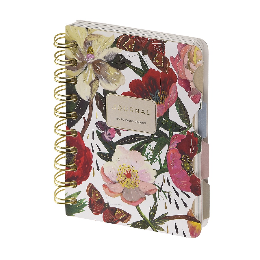 Книжка записная А6 120 л гребень, ART JOURNAL "FLORA.ПИОНЫ". с разделителями