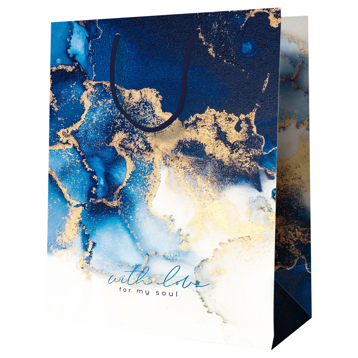 Пакет подарочный 18×23×10 см "Мраморный стиль. Синий"