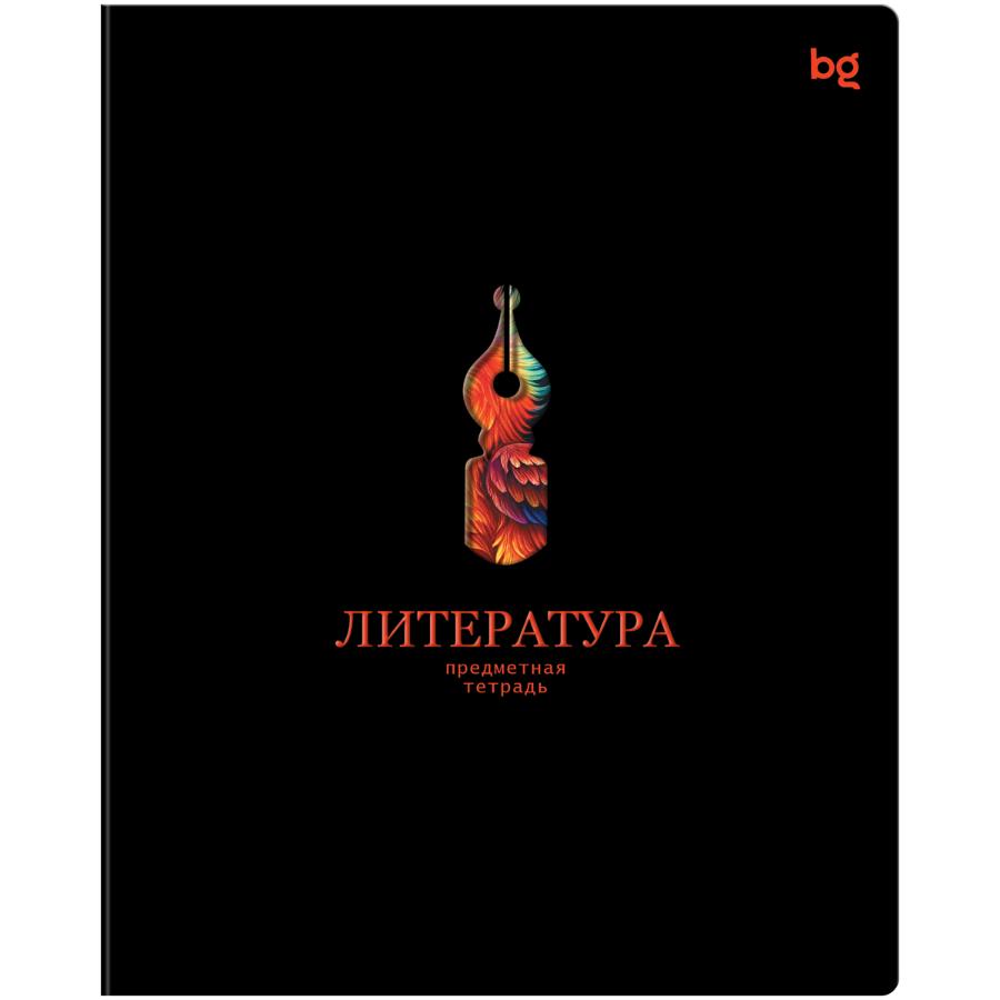 Тетрадь предметная 48 л "Информационное поле"  Литература, soft-touch ламинация, выб. лак