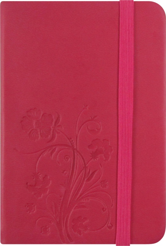 Книжка записная Tukzar, А7 100 л. с карманом, линия, резинка, нубук с тиснением цветы, ассорти