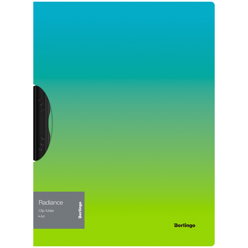 Папка с пластиковым клипом Berlingo "Radiance", 450мкм, голубой/зеленый градиент