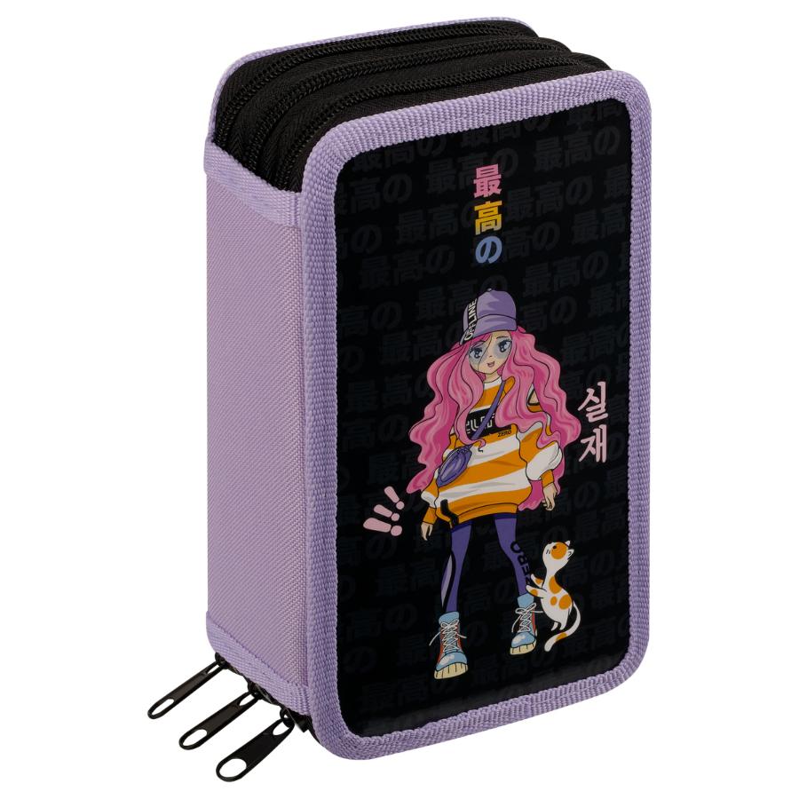 Пенал без наполнения 3 отделения "Kawaii girl", 19х11 см, ArtSpace