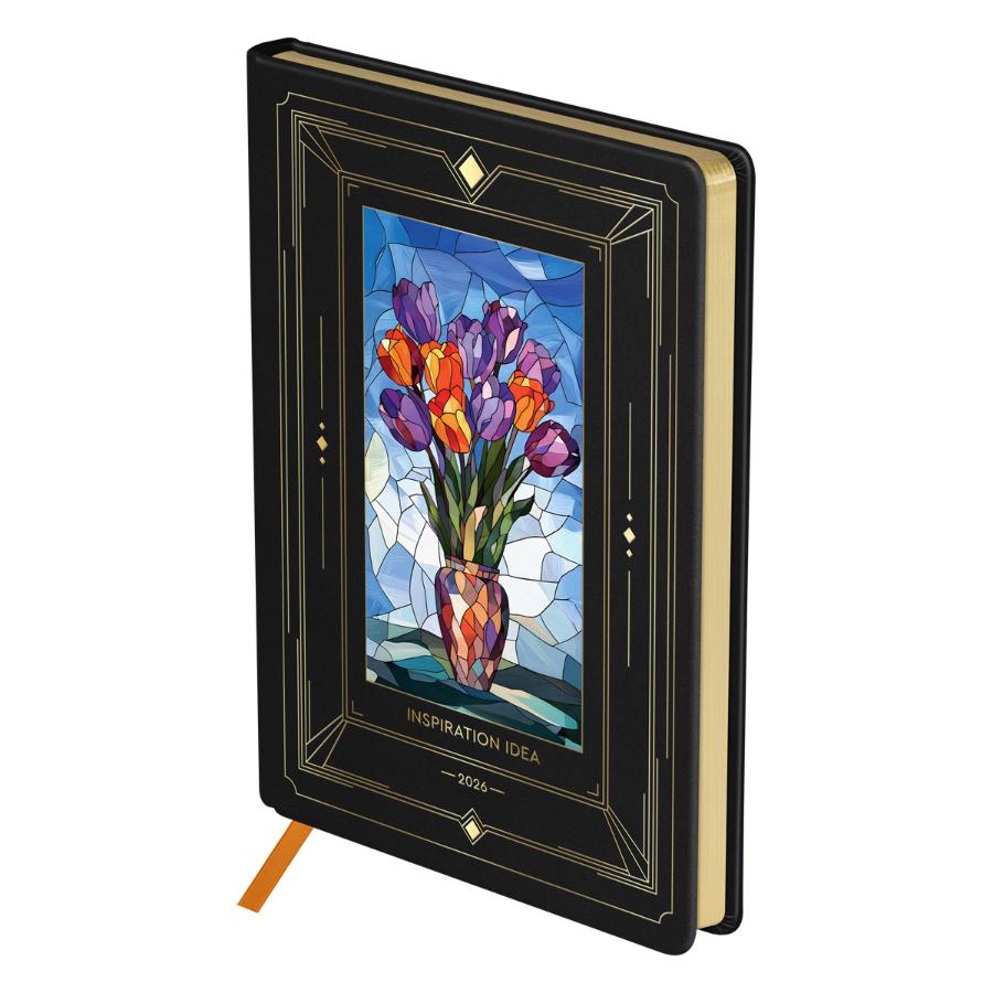 Ежедневник А5 176 л. 2026г, Greenwich Line "Art Deco. Tulips" кожзам, золотой срез