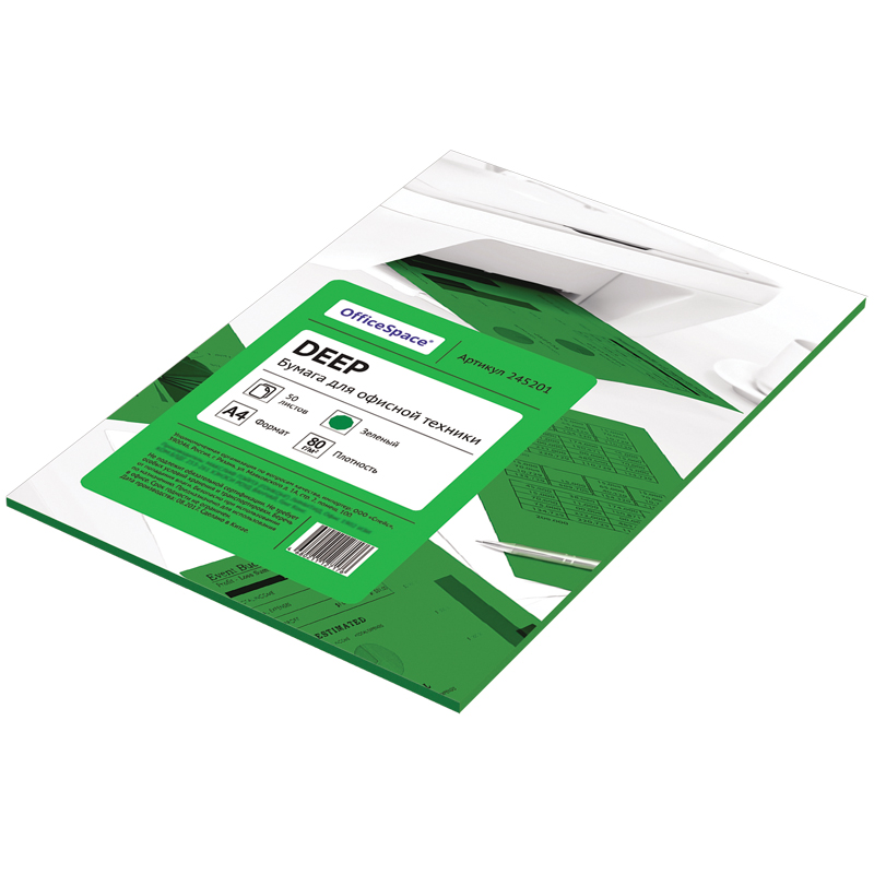 Бумага OfficeSpace deep А4, 80г/м2, 50л. (зеленый)
