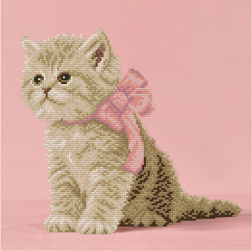 Мозаика алмазная "Кошечка с розовым бантиком", 30 х 30 см