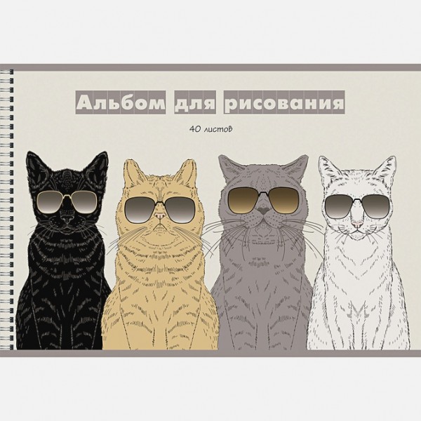 Альбом для рисования 40 л гребень Команда котов