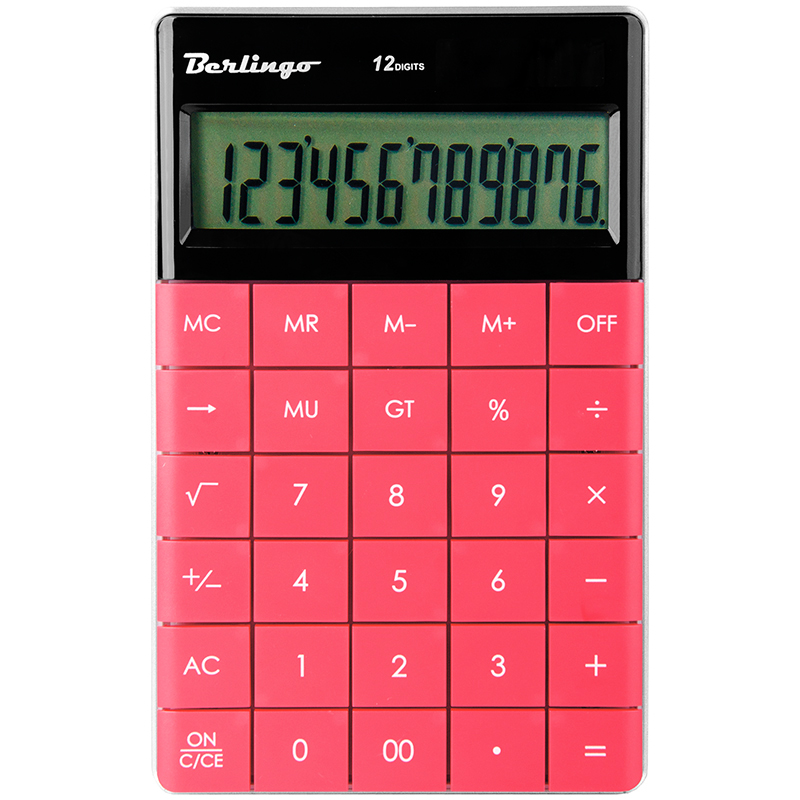 Калькулятор "Berlingo" PowerTX 12 разрядный, настольный, розовый