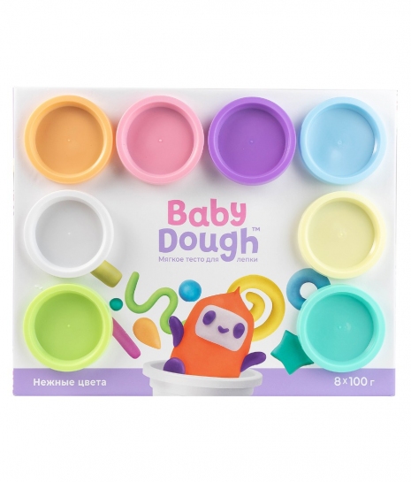 Тесто для лепки "BABY DOUGH" 8 цветов (пастельные)