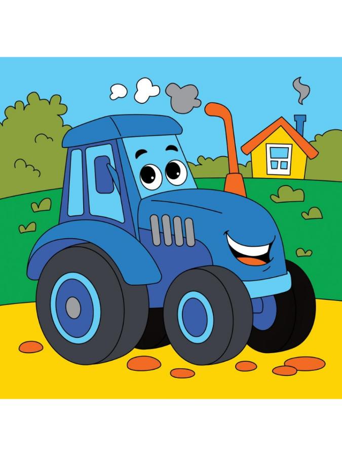 Картина по номерам "Веселый трактор" 15х15 см