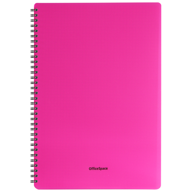 Тетрадь А4  60 л гребень Neon, розовая пластиковая обложка