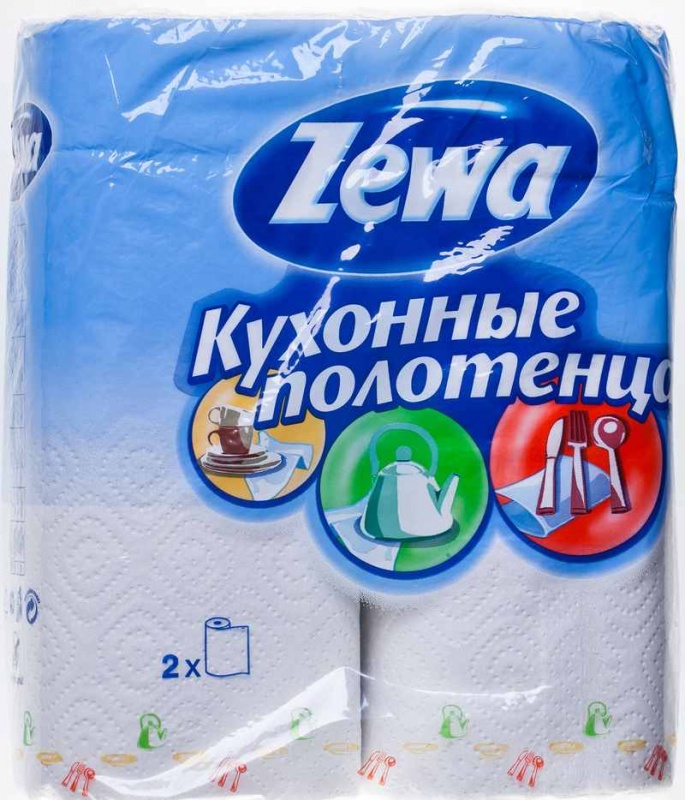 Полотенца бумажные "Zewa" 2 слоя, 15 м. белые (уп. 2 шт) 