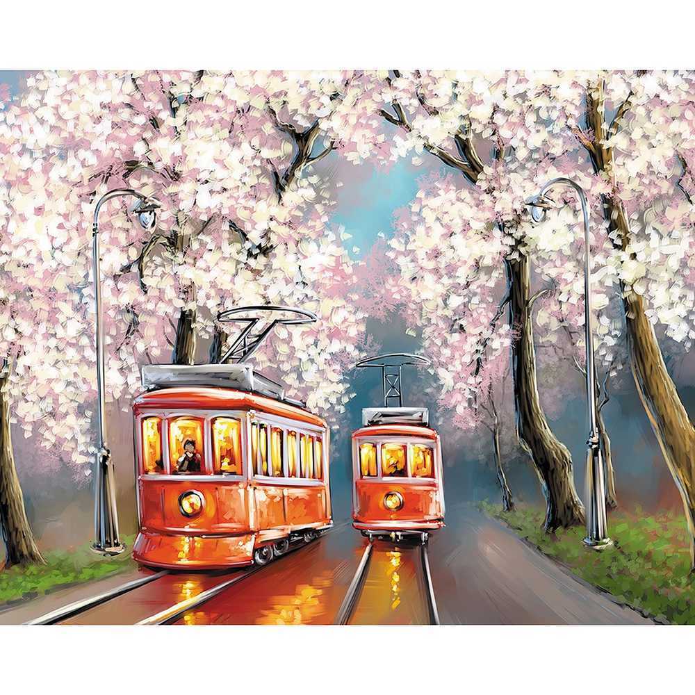 Картина по номерам "Романтика весенних трамваев" 40х50 см