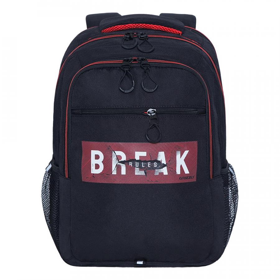 Рюкзак GRIZZLY "Break", черный - красный
