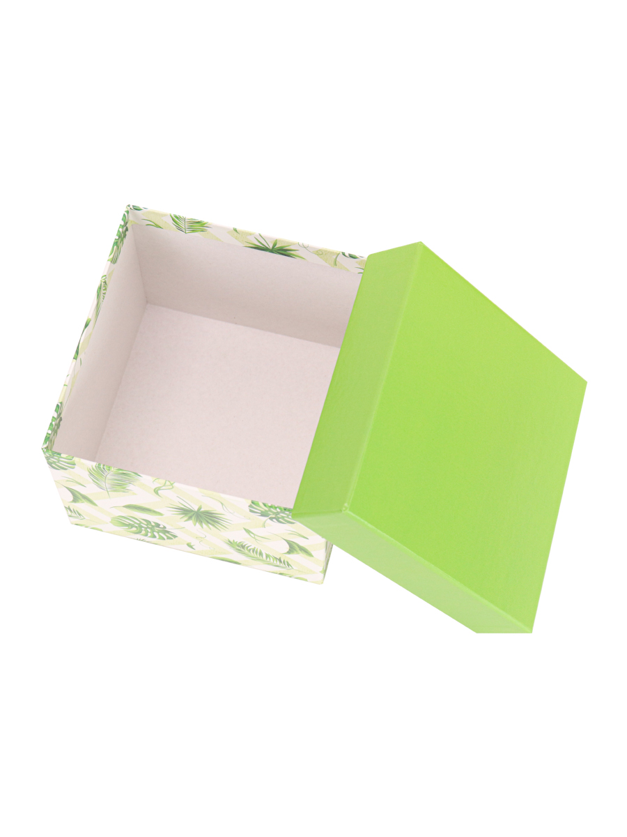 Подарочная коробка "Джунгли" зеленая крышка 12х12х6 см (11)