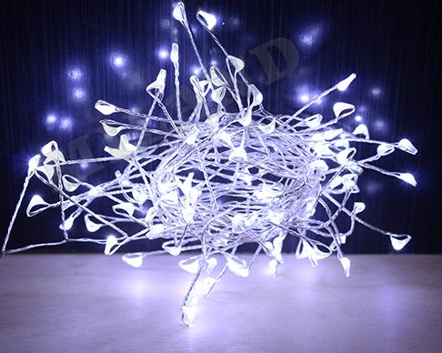Электрогирлянда-проволока 2 м, 100 неоновых  белых,синих ламп на ножке