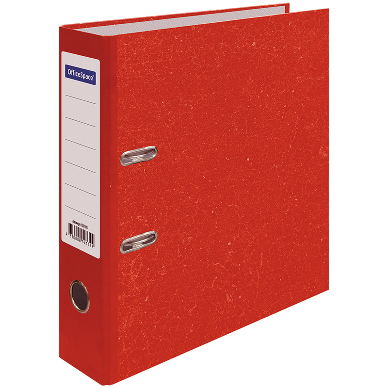 Папка-регистратор Office Space Мрамор, 70 мм, красная