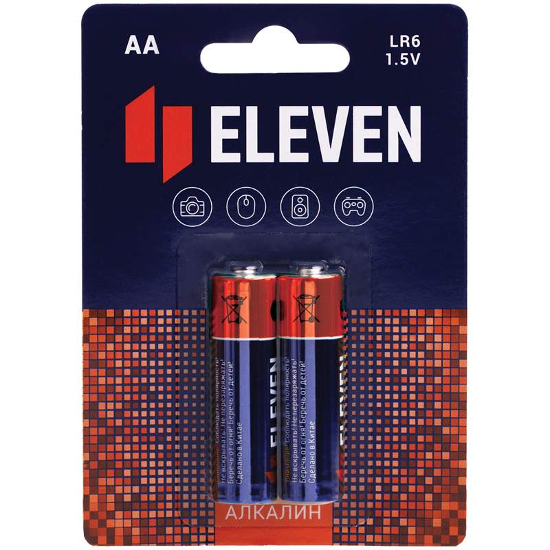 Батарейка Eleven AA (LR6) алкалиновая, 2шт