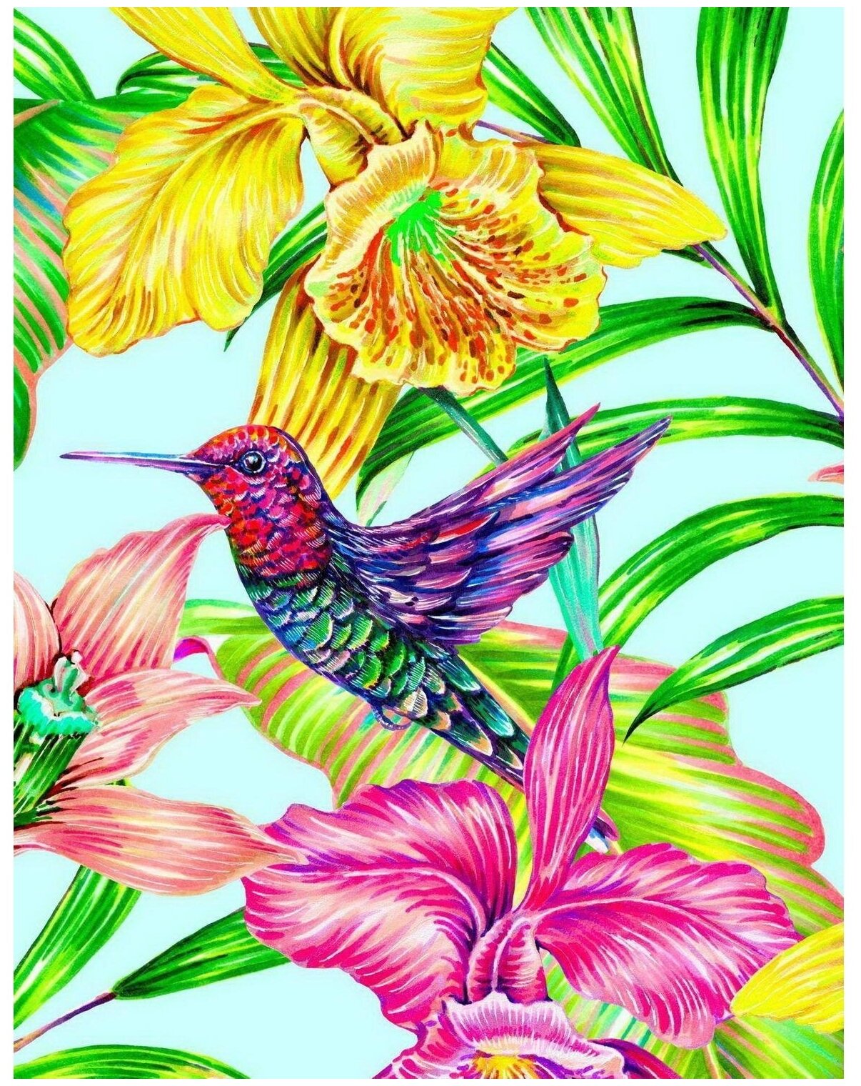 Картина по номерам "Яркая колибри в цветах" 30х40 см 