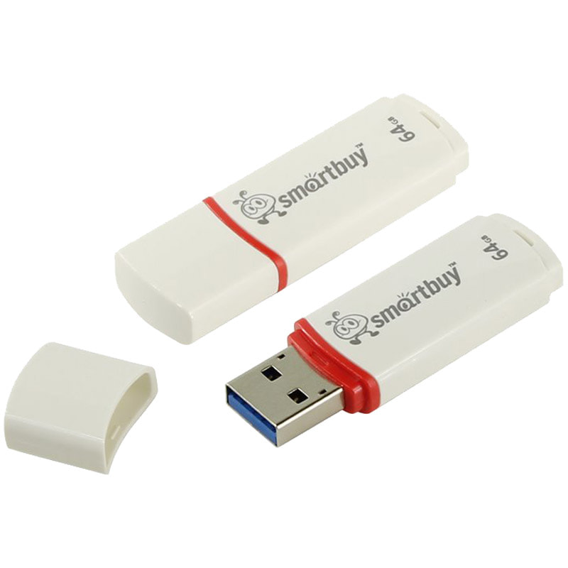 Флэш-драйв Smart Buy Crown 64GB, USB 2.0 Flash Drive, белый