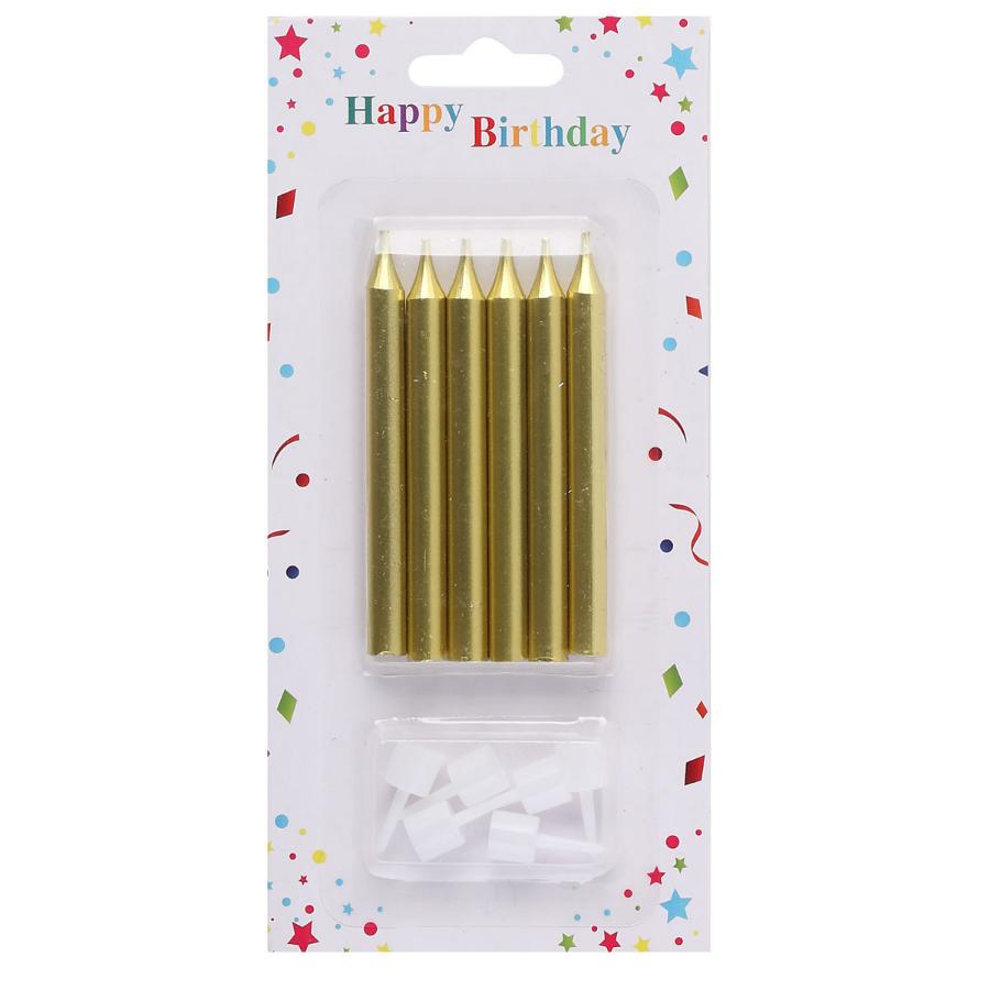 Свечи для торта "Gold" 8 см 6 шт