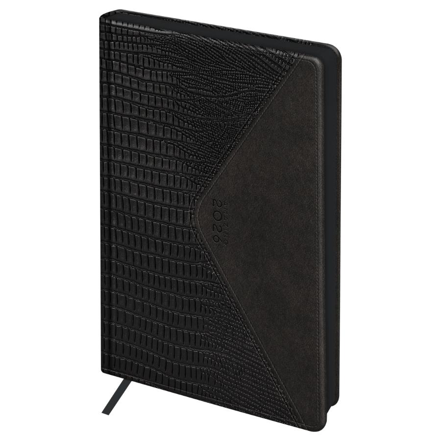 Ежедневник А5 176 л. 2026г, BG "Reptile. Onyx", цветной срез, карман, т.-коричневый