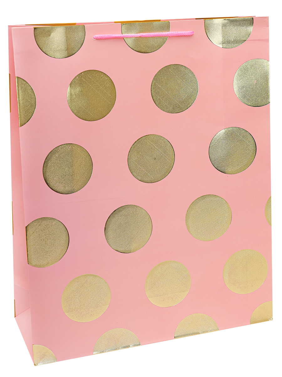 Пакет подарочный 31х40х12 см "Милый горошек" розовый