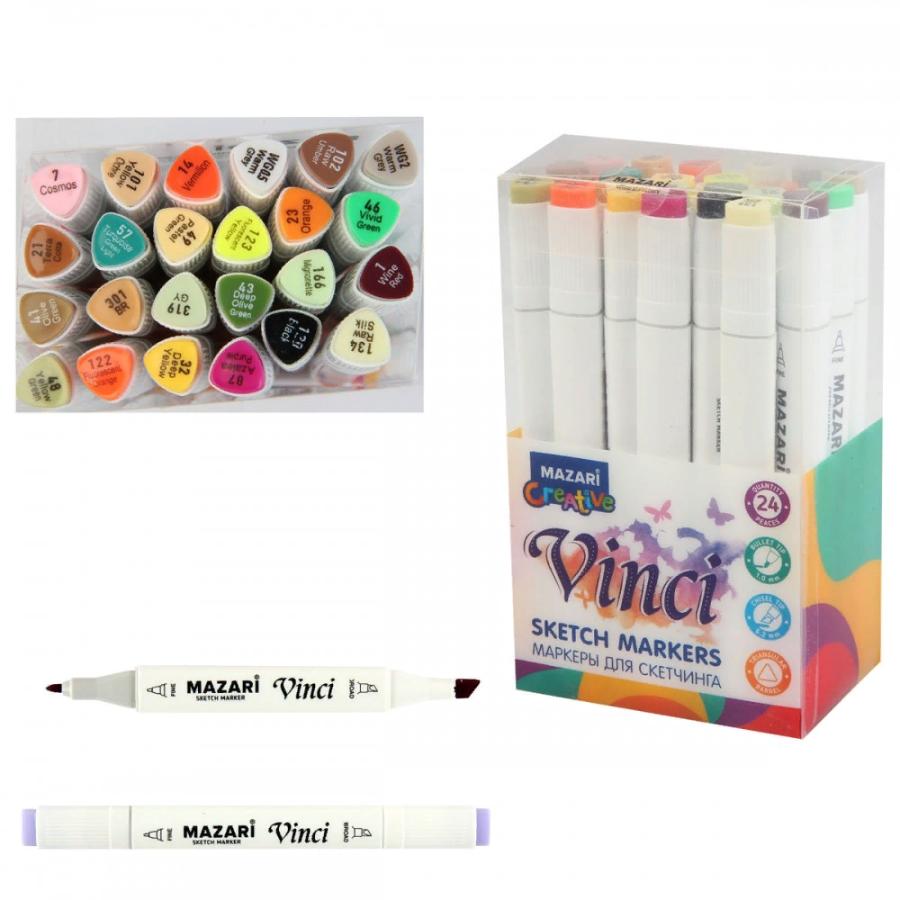 Набор маркеров для скетчинга VINCI Autumn colors, 24 цвета, цвета осени, 1-6,2 мм, двусторонние