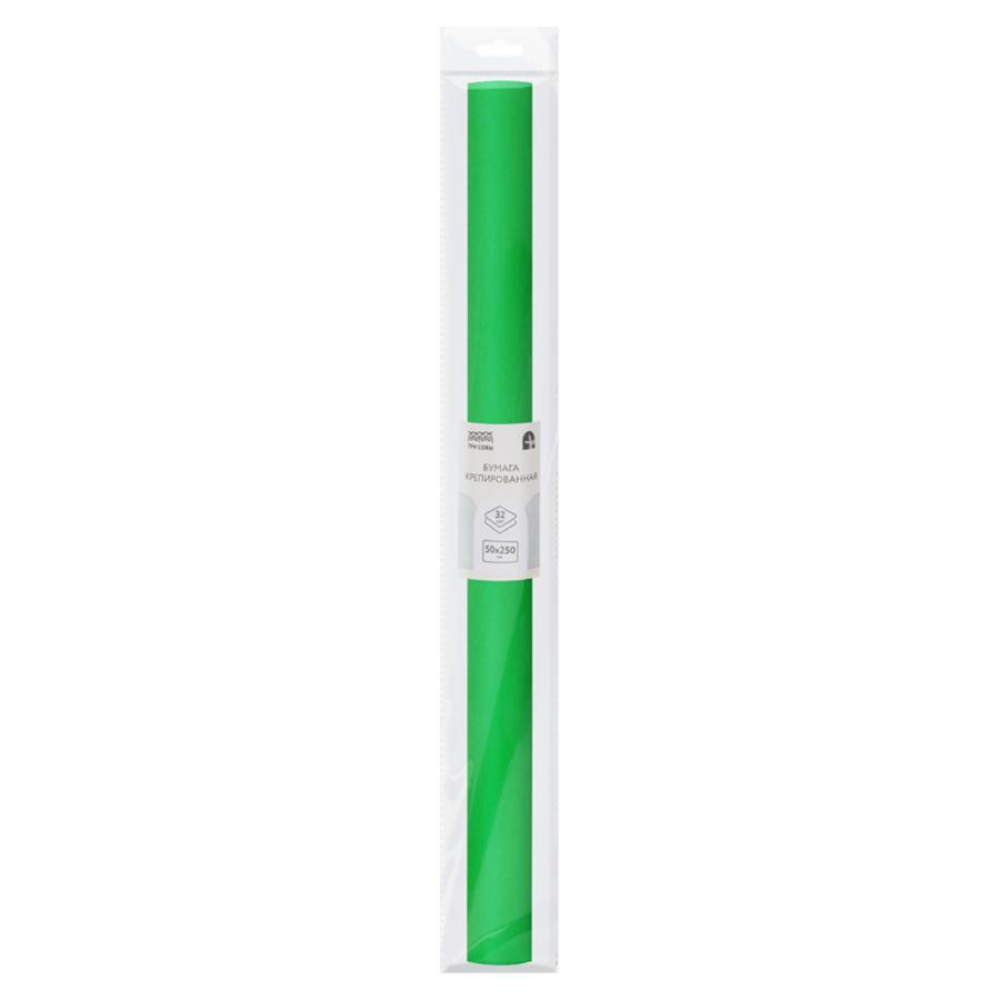 Цветная бумага креповая ТРИ СОВЫ, 50х250см, 32г/м2, светло-зеленая