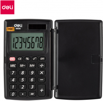 Калькулятор "Deli", карманный 8 разрядный, серый