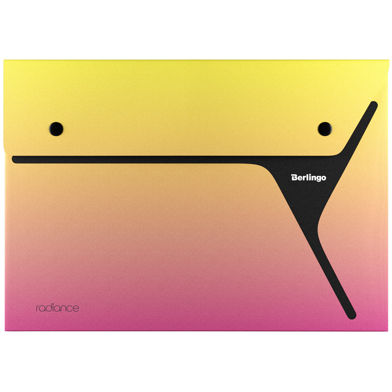 Папка-конверт на 2 кнопках A4 Berlingo "xProject. Radiance", 300мкм, желтый/розовый градиент