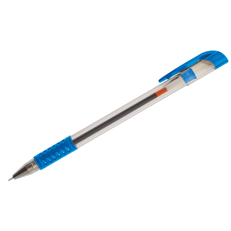 Ручка гелевая OfficeSpace 0,5мм, грип, синяя, игольчатый стержень