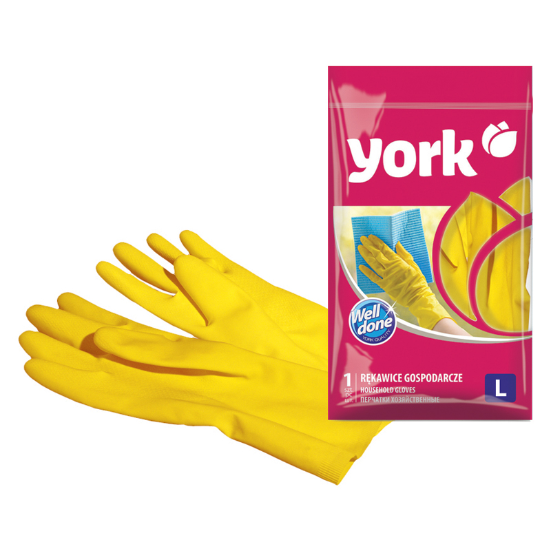 Перчатки резиновые York суперплотные с х/б напылением, р.L, 