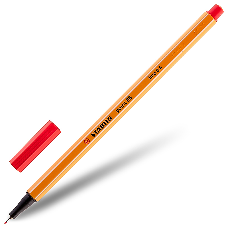 Ручка капиллярная STABILO "Point 88", 0,4 мм, красная 