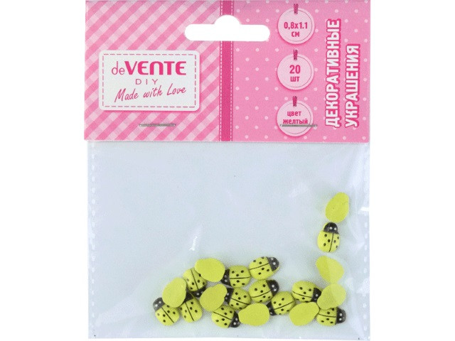 Декоративные украшения "deVENTE. Пчелки", 30x25 мм, 6шт, желтые