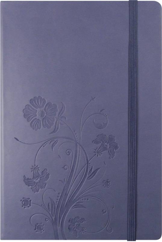 Книжка записная А5 100 л. на резинке с карманом Tukzar, нубук с тиснением цветы, ассорти, линия