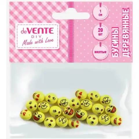 Бусины декоративные "Emoji" пластиковые, 1 см, 20 шт, желтые