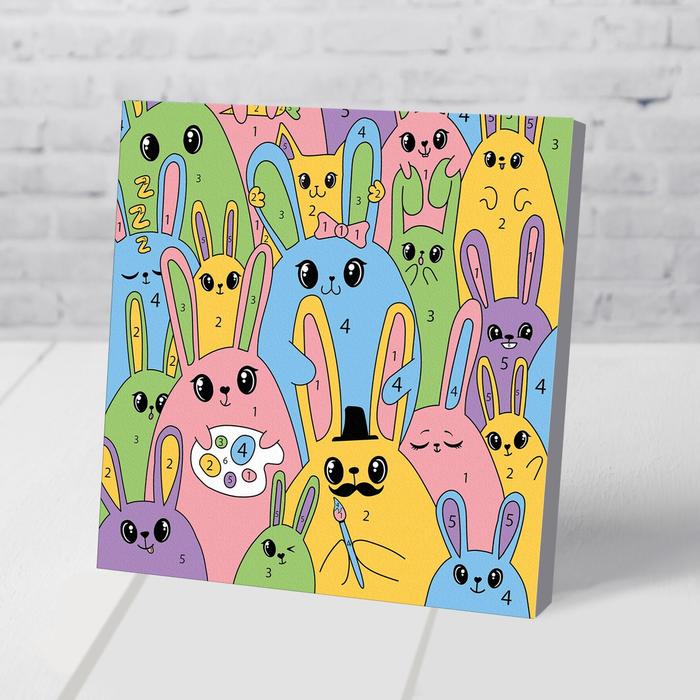 Картина по номерам "Яркие кролики", 15×15 см