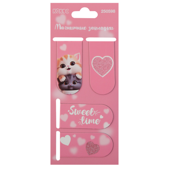 Закладка магнитная "Cute cats" 4шт
