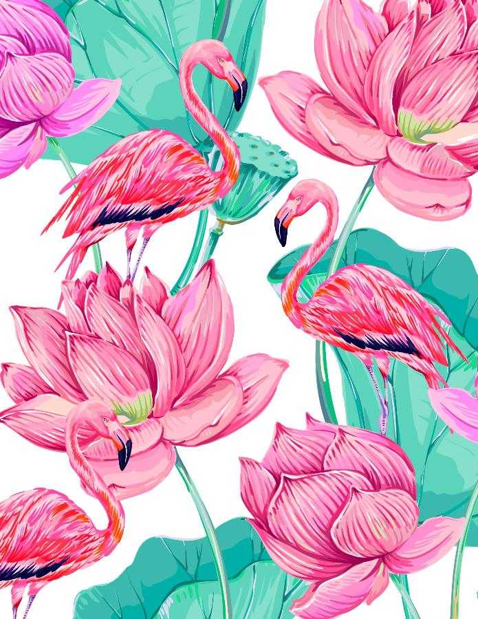 Картина по номерам "Фламинго и цветы" 30х40 см