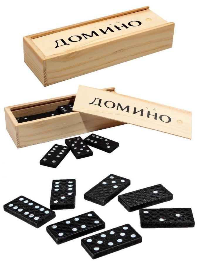 Игра настольная "Домино", в деревянной коробке, 14х5 см