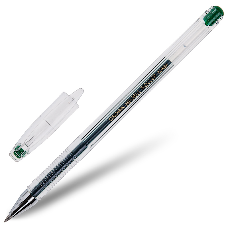 Ручка гелевая Crown 0,5 мм, зеленая