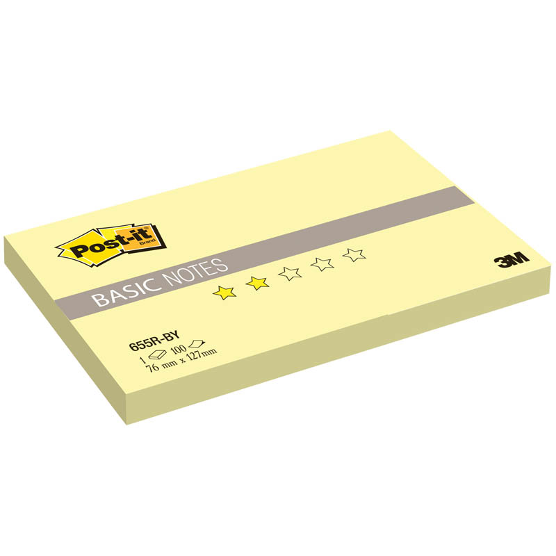 Бумага с липким слоем Post-it 76х127 мм 100 л, канареечный желтый