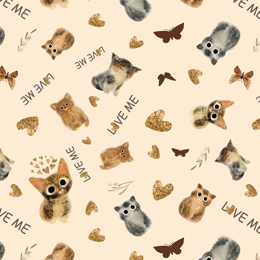 Бумага упаковочная 70х100 см, "LOVE ME"