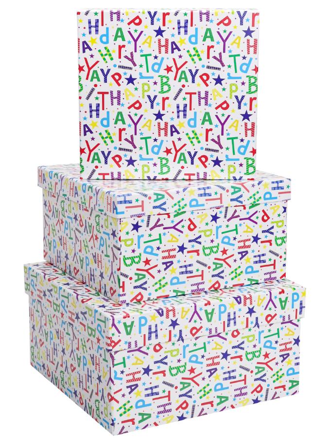 Подарочная коробка "Буквы" 17,5 х 17,5 х 10 см (3)