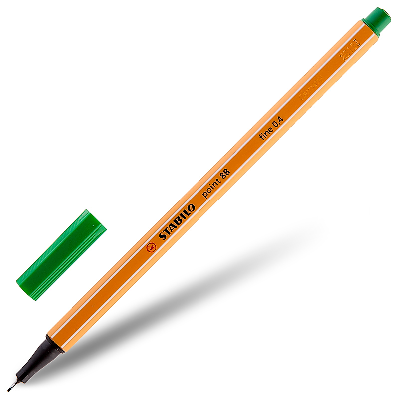 Ручка капиллярная STABILO "Point 88", 0,4 мм, зеленая 
