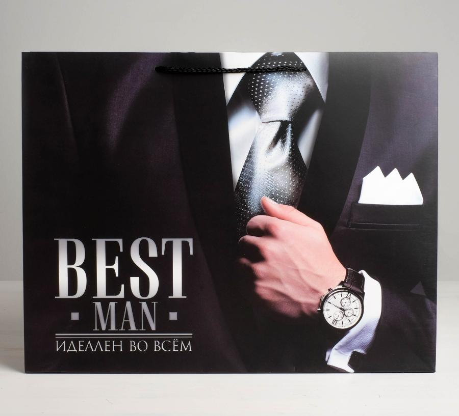 Пакет подарочный 49 × 40 × 19 см «Best man»