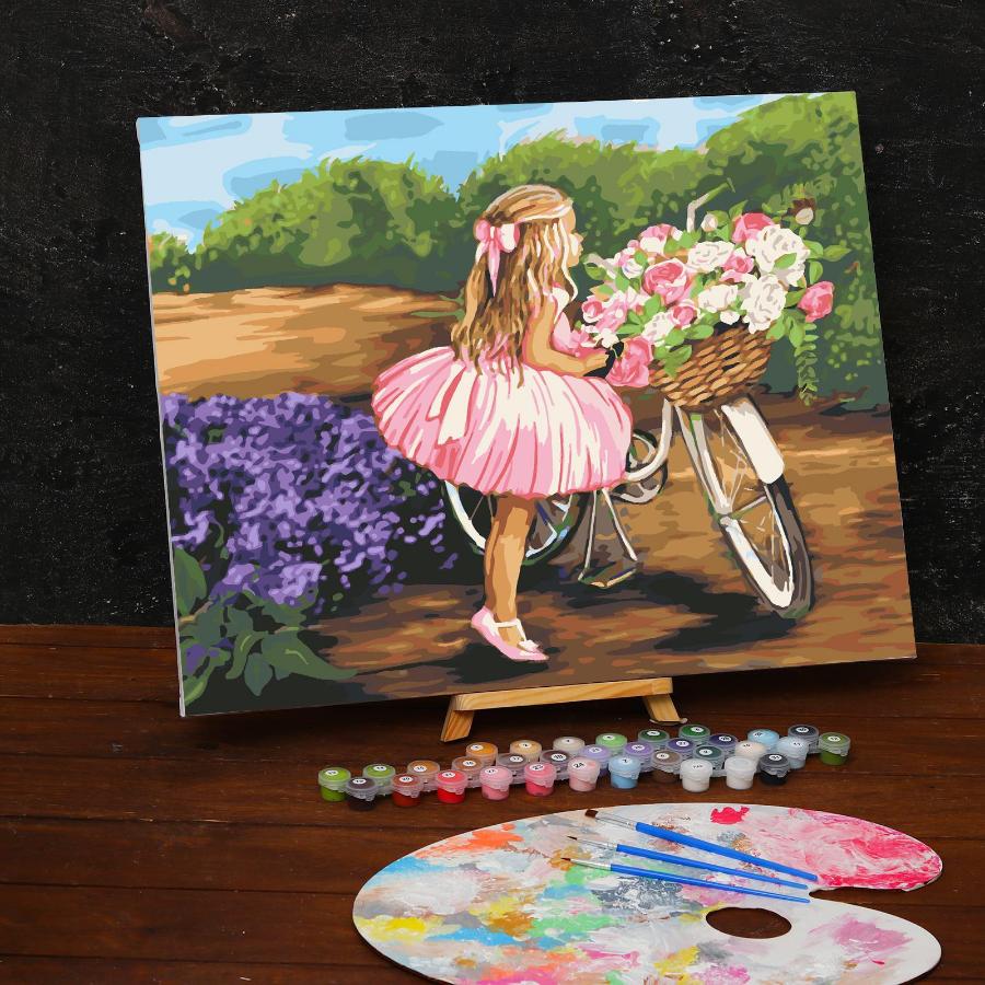 Картина по номерам "Девочка с велосипедом", 40×50 см