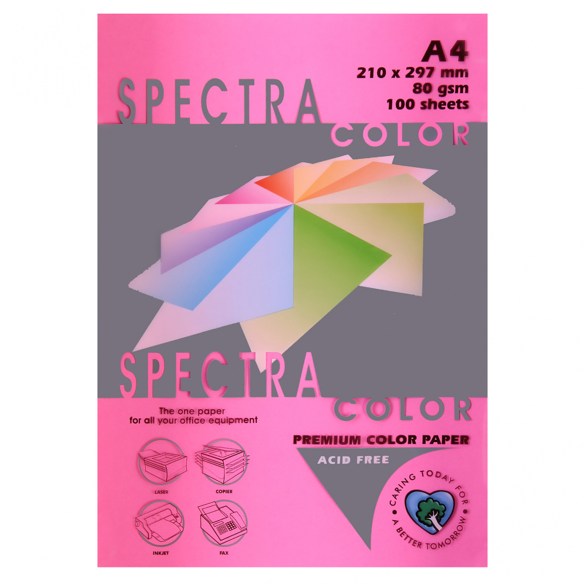 Бумага Spectra Color А4 80г/м 100л, №350 неон малиновый 