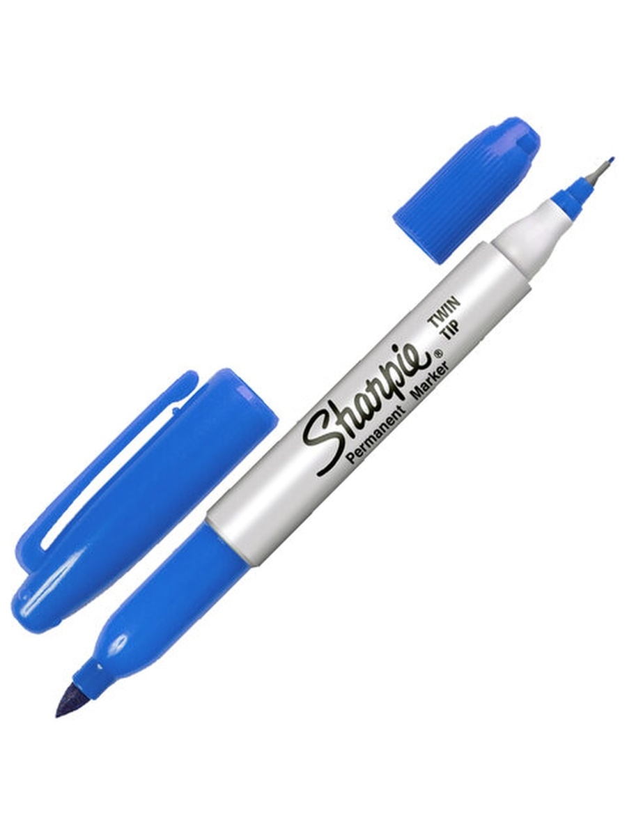 Маркер перманентный двухсторонний SHARPIE TWIN TIP, 1 мм, синий